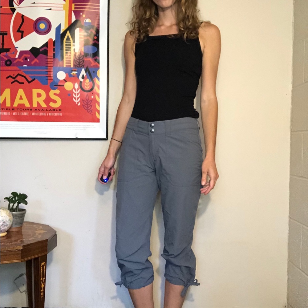 Patagonia Gray Pull-On Capri Pants with Adjustable Tie Hems